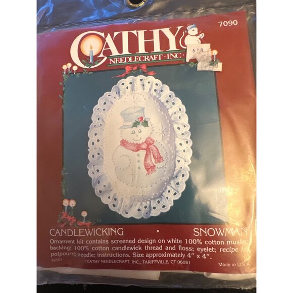 Cathy Needlecraft Candlewicking Ornament Kits Lot of 3 Santa Snowman Candy Cane - Picture 4 of 5